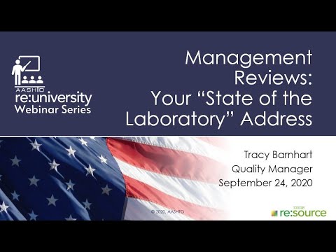 Aashto Re University Webinar Series Management Review Your State Of