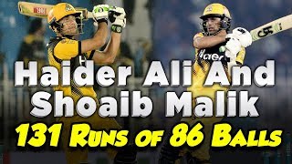 Haider Ali And Shoaib Malik 131 Runs Partnership on 86 Balls | HBL PSL 2020|MB2