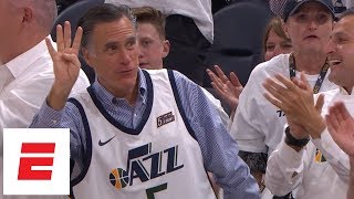 Mitt Romney taunts Russell Westbrook after Westbrook picks up fourth foul vs. Ja