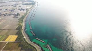 Beautiful Toyama/Bird's Eye View 富山県入善沖から見た富山湾と黒部川扇状地