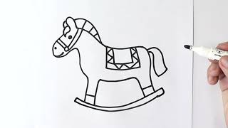 HOW TO DRAW ROCKING HORSE Step by Step