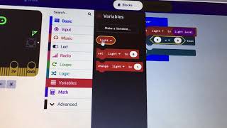 Set a light variable in microbit