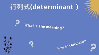 行列式(determinant)の2つの計算方法