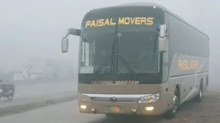 Faisal Movers Yutong bus in Full Foggy weather Lahore