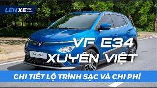 Chi tiết lộ trình sạc và chi phí tiền sạc Vinfast E34 ĐI XUYÊN VIỆT trong 3 ngày - LÊN XE TV