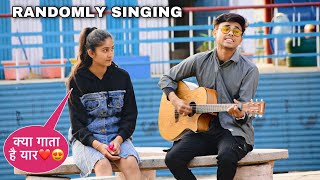 Randomly Singing With Cute Girl In Public | Impressing Girls With Guitar | Prank In India | Jhopdi K
