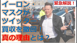 【緊急解説！】なぜマスクはツイッター買収を撤回するのか？実は理由はひとつではないのです／True reasons why Musk gives up buying the twitter.