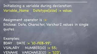 PL2 PL SQL Tutorial Declaration Section Theory
