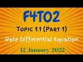 F4T02 - Topic 1.1(Part 1): Rate Differential Equation