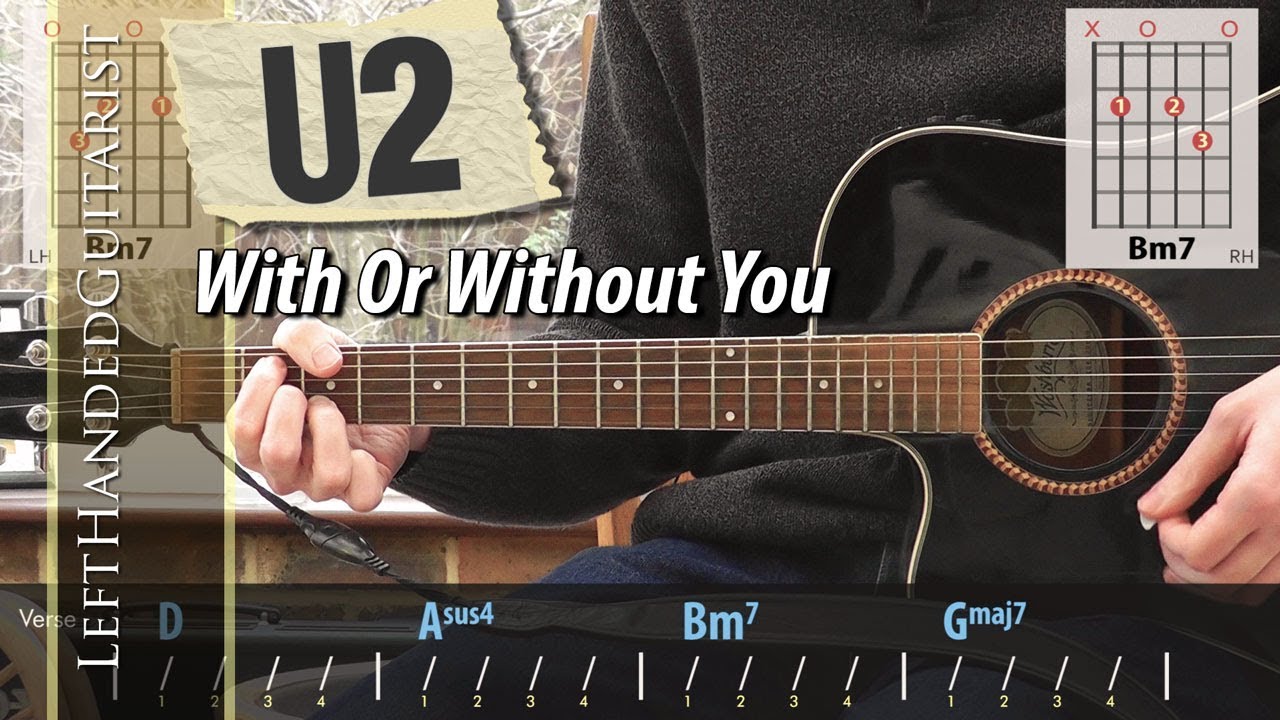 U2 With Or Without You Acoustic Guitar Lesson Guitar Techniques