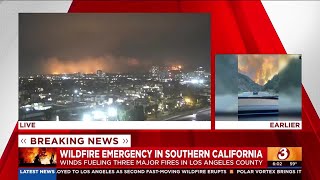 3 wildfires burn out of control, prompt evacuations of thousands in Los Angeles area