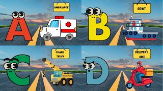 🚗 ABC Vehicles Song | A to Z Vehicles for Kids | Fun Learning Song 🚁 | #abcd #kids