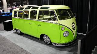 Custom Classic VW Bus - Lime Green \u0026 Yellow Paint - 2017 LA Auto Show, Los Angeles CA