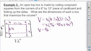 CA Calculus BC Video Lesson 3-7 Optimization Word Problems