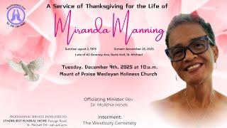 Live Stream of Funeral Service for Miranda Manning