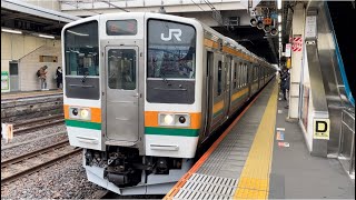 【211系C2編成６両  OM出場回送（重検）】回送電車とし列番無表示で大宮駅11番線に停車中の国鉄211系3000番台ﾀｶC2編成（編成札撤去済）が表示を出すシーン（回8769M）2024.1.22