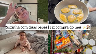 FIQUEI SOZINHA COM AS BABYS | FUI FAZER COMPRAS DO MÊS 🙏🏻🏠 Muito cansativo