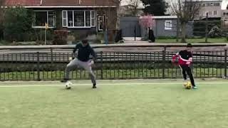 Robin Van Persie  and his son.freestyle in the garden