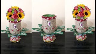 Flower Vase Made With Waste Plastic Bottle and Jute Rope || DIY New Flower Vase Showpiece with Jute
