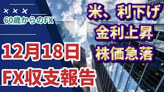 年金まで、あと５年　60歳からのFX　2024年12月18日　収支報告　日経先物急落で、日銀は利上げ見送りか　暴落　FX　大損　FXロスカット　金　ビットコイン　FOMC 　植田総裁　トランプ　日銀