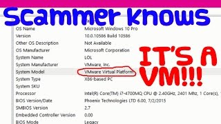 Tech Support Scammer knows it's a VM!