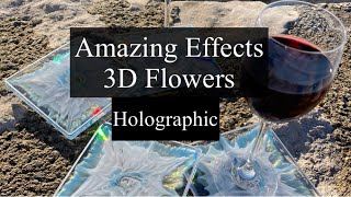 #218 Amazing Holographic 3D Flowers in White \u0026 Blue