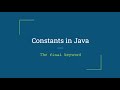 Constant Variables in Java - the 