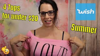 WISH Summer Tanks Tops Haul 2019 TRY-ON Review LOVE T-shirt - Pink Camo Women's Tops FREE