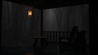 Midnight rain on cabin porch | Quiet night with gentle sounds of rain