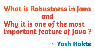 What is Robustness in Java and Why it is one of the most important feature of Java Language?