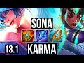 SONA & Zeri vs KARMA & Caitlyn (SUP) | 4/1/23, 1000+ games, 800K mastery | EUW Master | 13.1