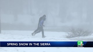 Spring snowstorm in the Sierra catches travelers off guard