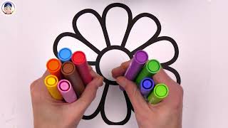 ( Flowers ) Big Daisy  Marker Pen Coloring Pages / Horse Painting - Akn Kids House