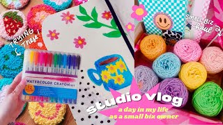 Watercolor Crayons?! Packing Orders, Makin' Stuff, + Learning Crochet (Kinda) ☻ Studio Vlog