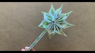 Origami Foldable Star Flower Wand 折叠式星星花魔杖 How to make a paper foldable star flower wand