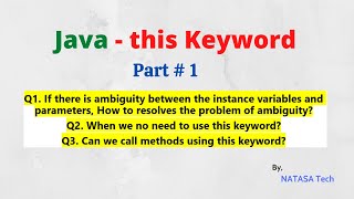 Java Selenium # 5 | This keyword Part -1 Interview Questions in Java | NATASA Tech
