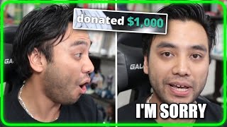 Gigguk gets $1000 donation but immediately starts apologizing