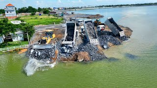 Nice Incredible Landslide No Problem Build Road to Middle Lake By SHANTUI Dozer \u0026 Truck Paving Stone