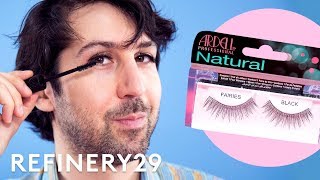 Men Try False Lashes Challenge | Try This Challenge | Refinery29