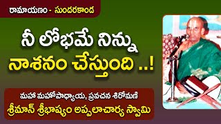 నీ లోభమే నిన్ను నాశనం చేస్తుంది ..! |  Sribhashyam Appalacharyulu | Ramayanam | Kopparapu Kavulu