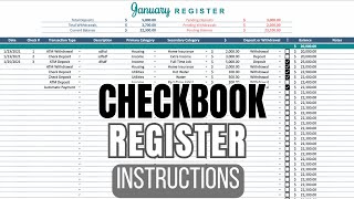 Checkbook Register Spreadsheet Excel and Google Sheets Tutorial/Instructions