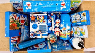 Doraemon stationery items - piggybank, water bottle, pencil case, pencil, pen, eraser, sharpner etc