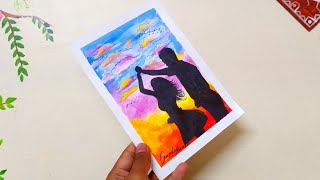 Easy Couple Scenery Painting / Couple painting sunset.