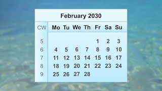 February 2030 Calendar