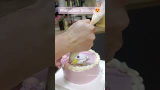 Photocake Snoopy แต่งโฟโต้เค้กสนูปปี้ สีหวานๆน่ารักๆกันครับ