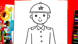 How to draw a simple army uncle | Teach to draw the most beautiful soldier