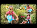 child riding  toy bicycle