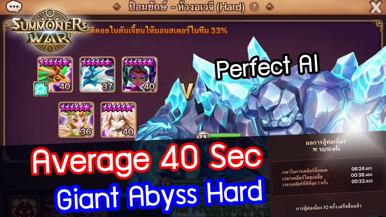 Summoners War แชร์ทีมลงโกเลมห้วงอเวจี (Giant Abyss Hard) เฉลี่ย 40 ...