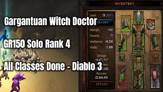 Season 34 Gargantuan Witch Doctor GR150 Solo Rank 4 - All classes done - Diablo 3