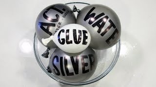 Making Satisfying Metallic Silver Slime with Balloons Cutting!